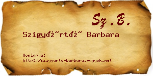 Szigyártó Barbara névjegykártya